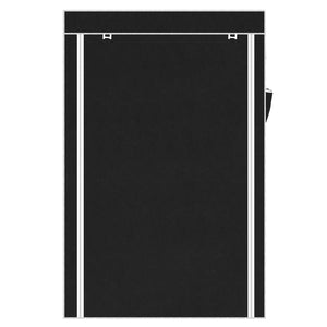 Portable Wardrobe Closet W/Shelves Heavy Duty Zippered Cover 64" Black - mommyfanatic