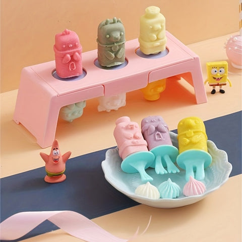 Image of 1pc Silicone Ice Tray Mold Household Homemade Popsicle Ice Cream Mold Cartoon Ice Cube Removable And Washable Ice Mold