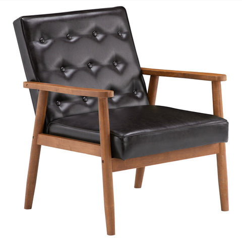 Image of Wooden Armchair Comfy Mid-Century Black - mommyfanatic
