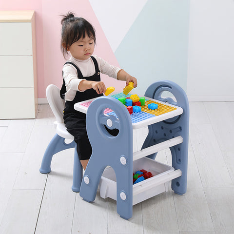 Image of Small Children Kids Activity Table Chair W/ Storage Painting Reading