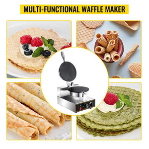 Commercial Waffle Cone Maker Iron Electric Stainless Steel Non-Stick