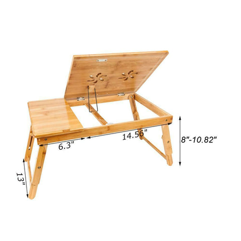 Image of Small - laptop bamboo desk adjustable foldable mobile for bed/couch tilting drawer - mommyfanatic