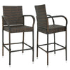 Outdoor Wicker Bar Stool Set of 2 Rattan Bar stools Dining Chair Garden Club - mommyfanatic