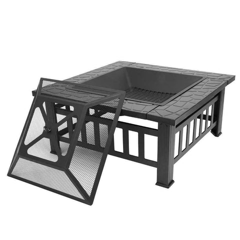 Image of Metal - wood/log burning small square fire pit outdoor living backyard patio ideas - mommyfanatic