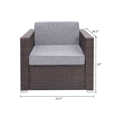 Image of Outdoor armchair resin Poly Rattan Wicker brown sofa chair patio furniture - mommyfanatic