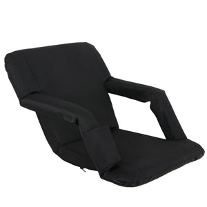 2 PCS Black bleacher seat cushion thick padded backs reclining arms - mommyfanatic