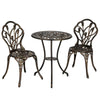 3pc Patio Bistro Dining Furniture Set Outdoor Garden Iron Table Chair Bronze - mommyfanatic