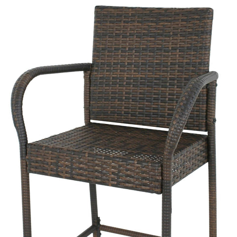 Image of Outdoor Wicker Bar Stool Set of 2 Rattan Bar stools Dining Chair Garden Club - mommyfanatic