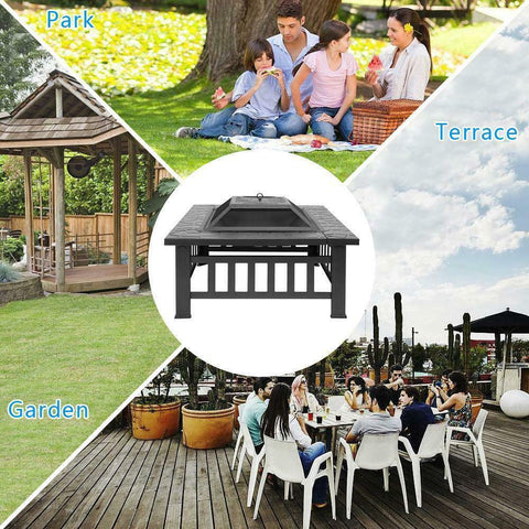 Image of Metal - wood/log burning small square fire pit outdoor living backyard patio ideas - mommyfanatic