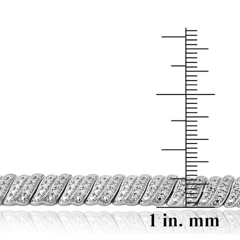 Image of 1ct TDW Diamond Wave Link Tennis Bracelet Silver Tone Cheapest - mommyfanatic