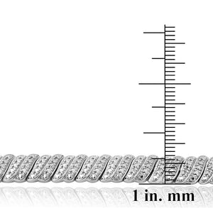 1ct TDW Diamond Wave Link Tennis Bracelet Silver Tone Cheapest - mommyfanatic