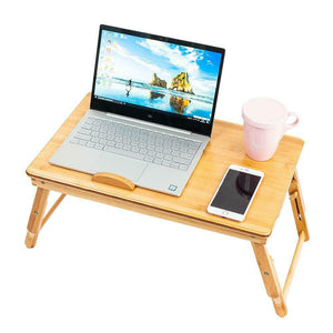 Small - laptop bamboo desk adjustable foldable mobile for bed/couch tilting drawer - mommyfanatic