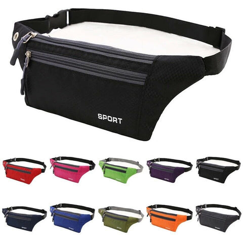 Image of Black - Waterproof fast and free running waist belt fanny pack pouch - mommyfanatic
