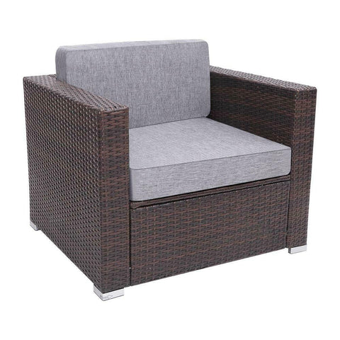 Image of Outdoor armchair resin Poly Rattan Wicker brown sofa chair patio furniture - mommyfanatic