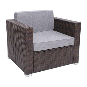 Outdoor armchair resin Poly Rattan Wicker brown sofa chair patio furniture - mommyfanatic