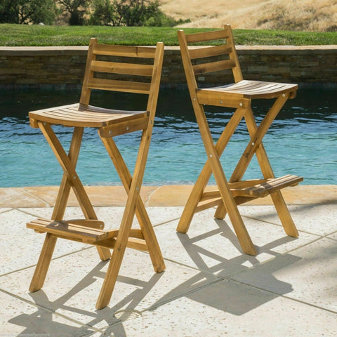 Image of Atlantic 31-Inch outdoor folding wood counter bar stools with backs Set of 2 - mommyfanatic