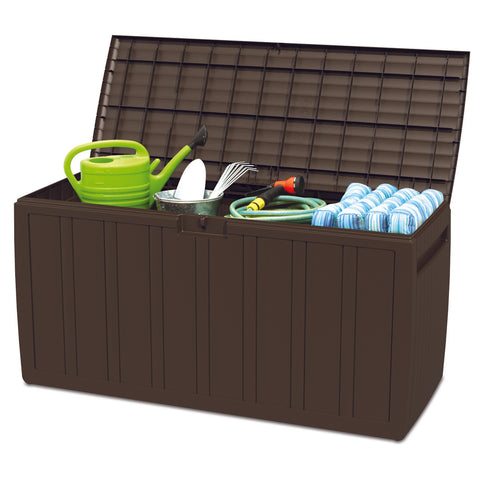 Image of Outdoor Storage waterproof deck box 71 gallon Patio furniture - Brown - mommyfanatic
