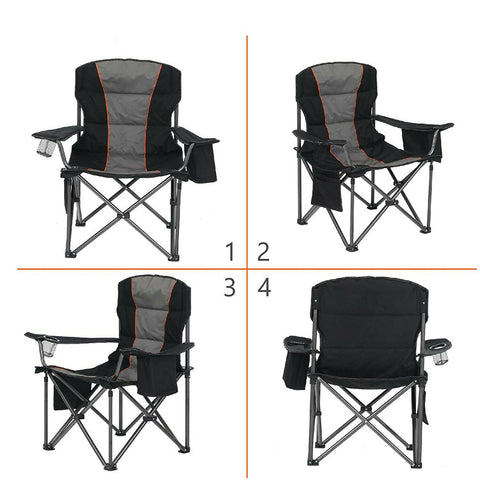 Image of Heavy Duty Camping Chair Oversized Folding Portable W/Carry Bag Black - mommyfanatic