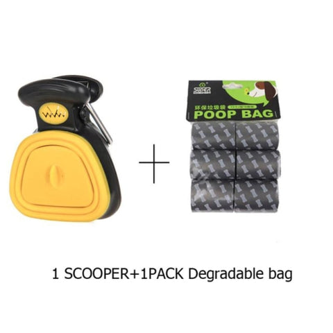 Image of Portable foldable self bagging dog pooper scooper with bag attached - mommyfanatic