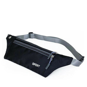 Black - Waterproof fast and free running waist belt fanny pack pouch - mommyfanatic