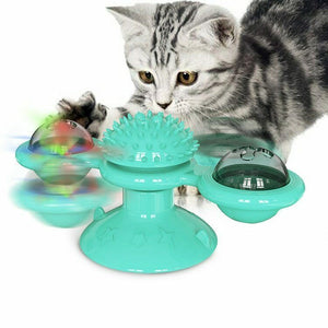 Windmill Cat kitten Toy LED light up motion ball interactive spinner - mommyfanatic