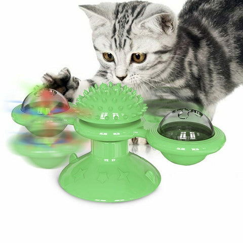 Image of Windmill Cat kitten Toy LED light up motion ball interactive spinner - mommyfanatic